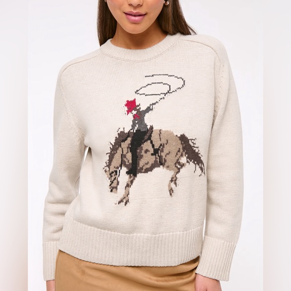 Abercrombie & Fitch Cream Sweater with Cowboy Design - Picture 2 of 7